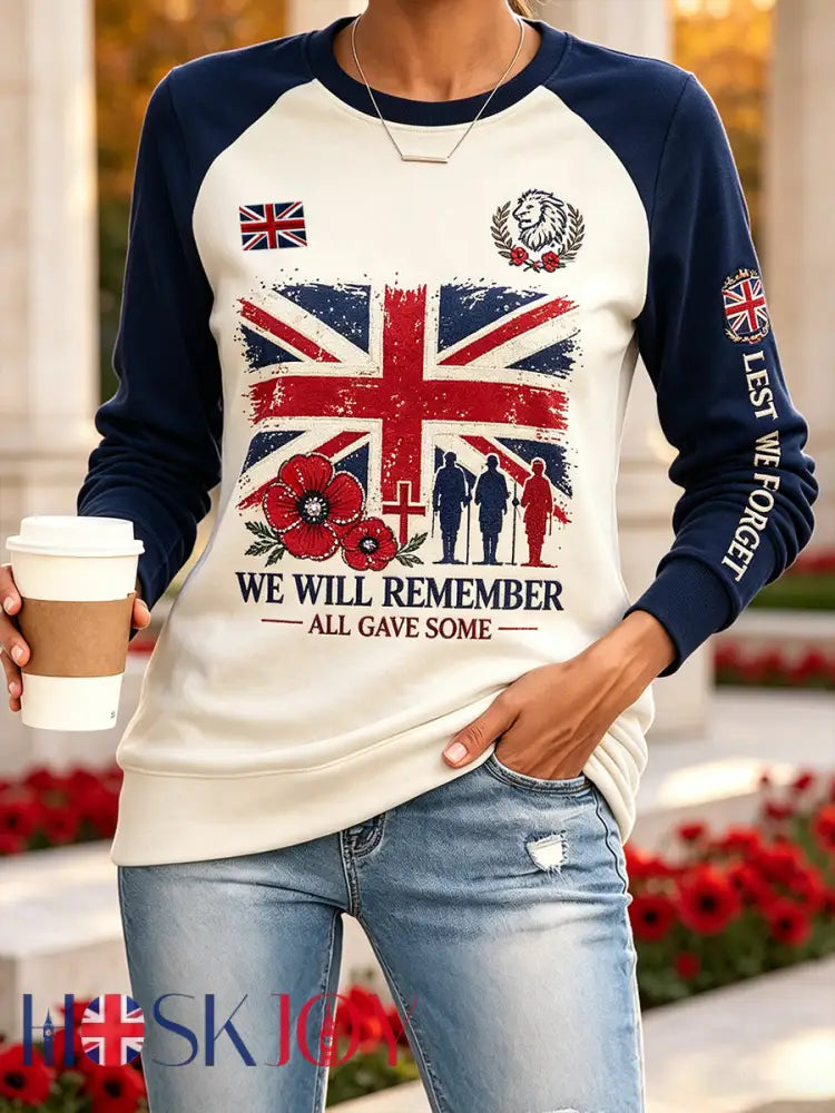 Women’s Long-Sleeve Top With Remembrance Day Themed Print - A / S