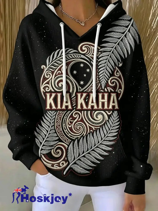 Women’s Maori Art Matariki Printed Hoodie - Black / S