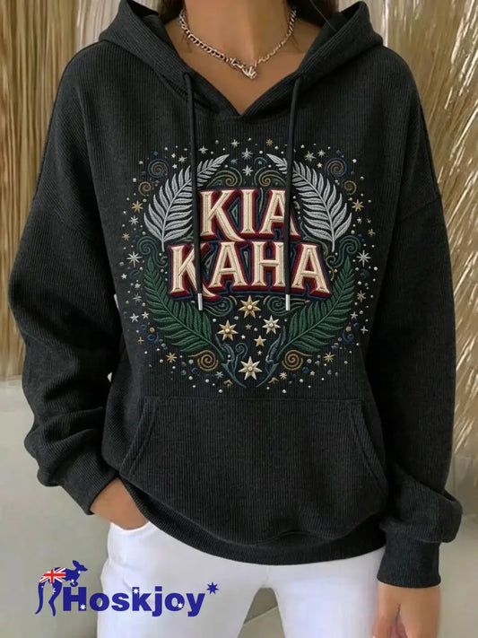 Women’s Maori Art Matariki Printed Hoodie - Black / S