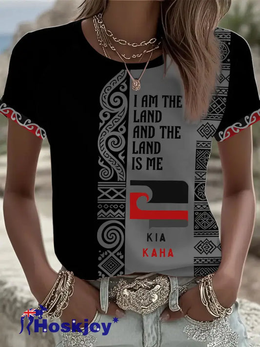 Women’s Maori Art NZ Printed short-sleeved T-shirt As picture / S