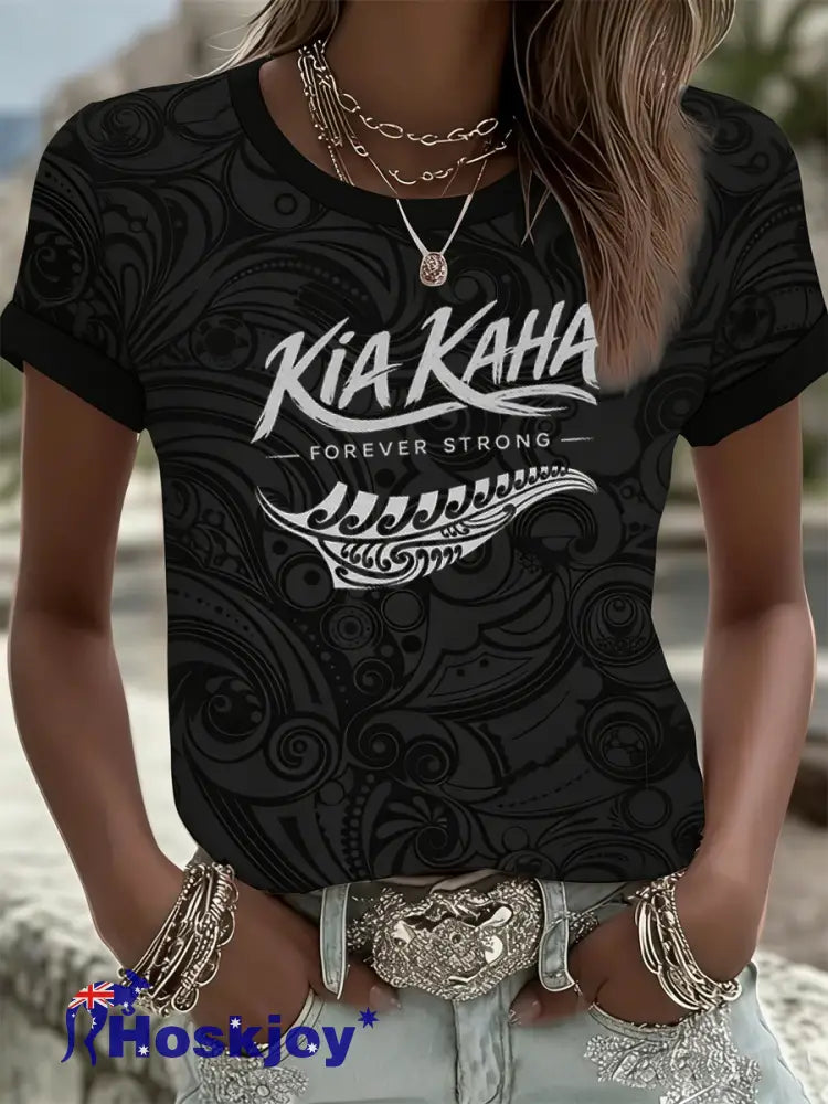Women’s Maori Art NZ Printed short-sleeved T-shirt As picture / S