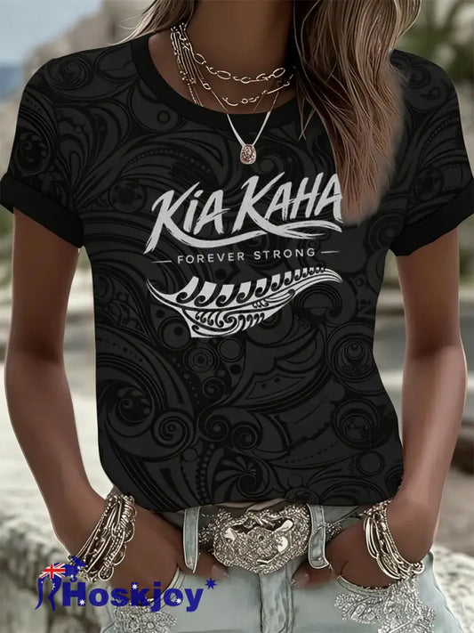 Women’s Maori Art NZ Printed short-sleeved T-shirt As picture / S