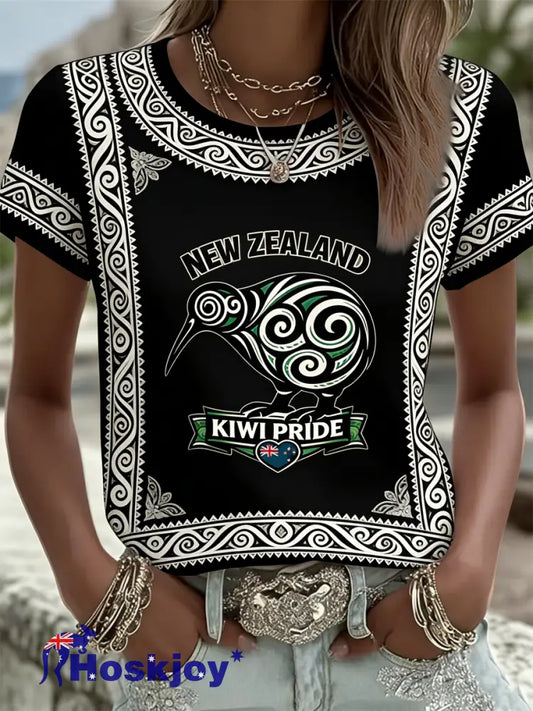 Women’s Maori Art NZ Printed short-sleeved T-shirt As picture / S