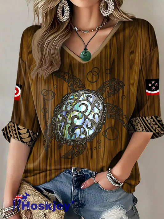 Women’s Maori Art NZ Printed T-shirt As picture / S