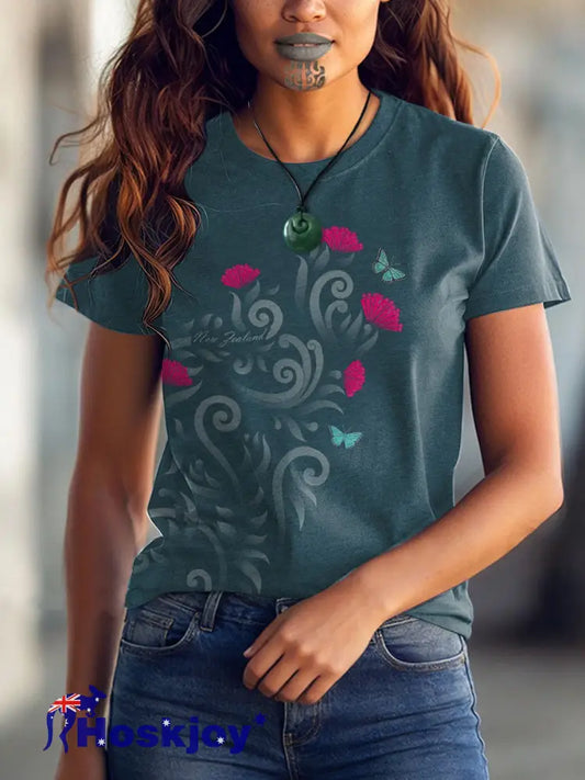 Women’s Maori Art NZ Printed T-shirt - As picture / S