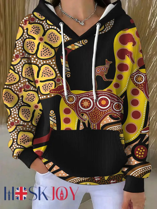 Women’s Naidoc Week Aboriginal Spirit Art Printed Hoodie - Black / S