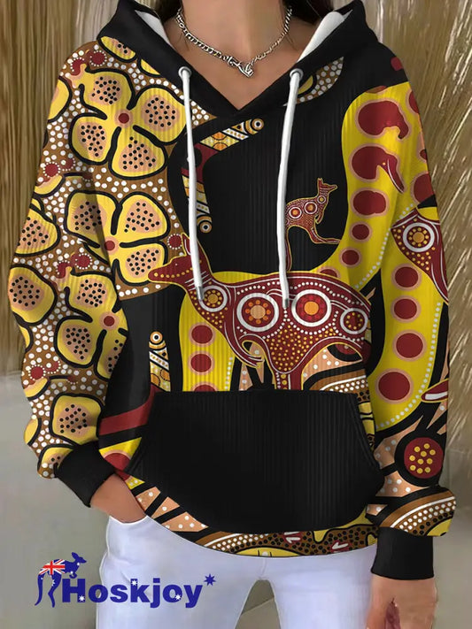 Women’s Naidoc Week Aboriginal Spirit Art Printed Hoodie - Black / S