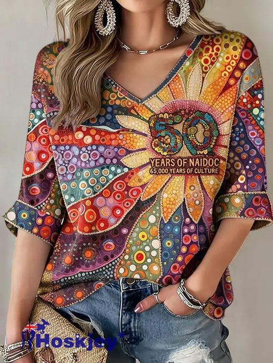 Women’s Naidoc Week Aboriginal Spirit Art Printed T-shirt - As picture / S