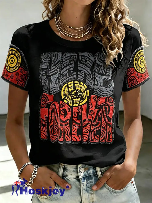 Women’s Naidoc Week Aboriginal Spirit Art Printed T-shirt - Black / S