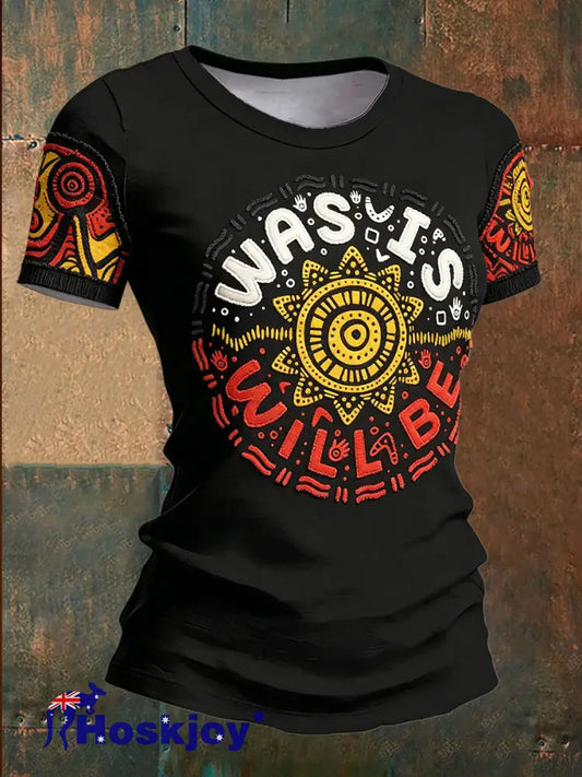 Women’s Naidoc Week Aboriginal Spirit Art Printed T-shirt - Black / S