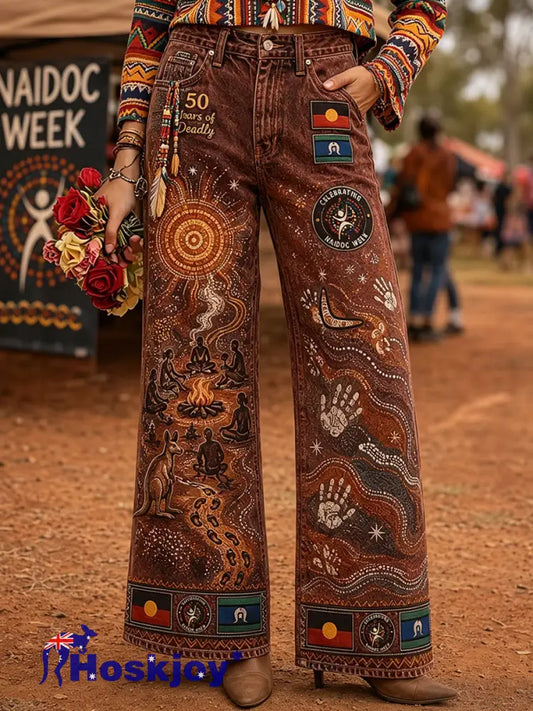 Women’s Naidoc Week Art Print Flared Trousers - A / S