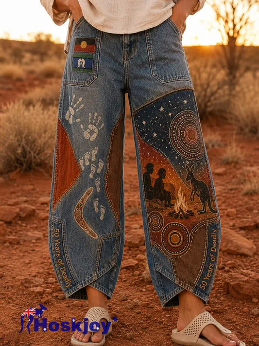 Women’s Naidoc Week Art Print Flared Trousers - A / S