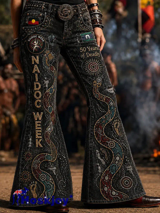 Women’s Naidoc Week Australia Art Print Flared Trousers - A / S