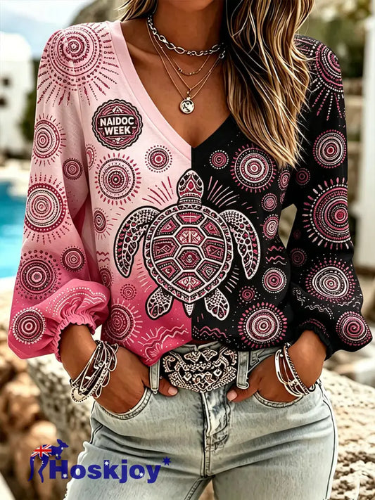 Women’s NAIDOC Week V-Neck Blouse - A / S