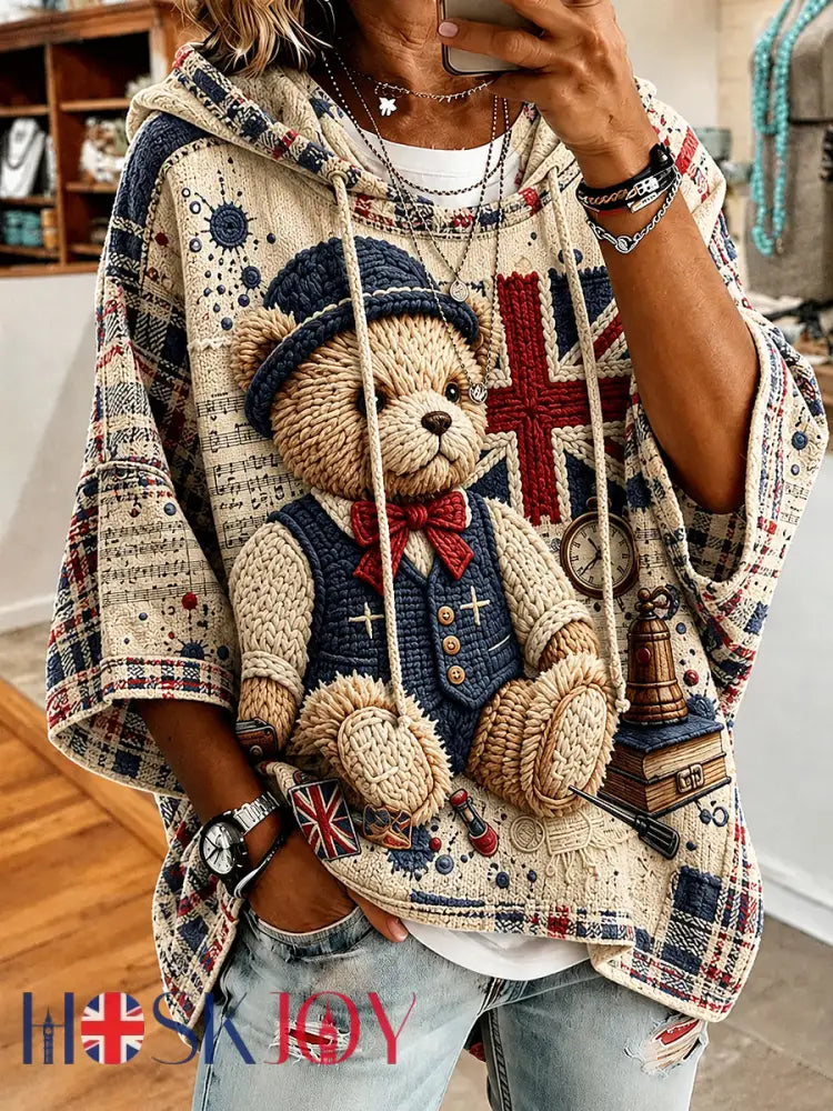 Women’s Paddington Bear Printed Round-Neck Three-Quarter Sleeve Sweatshirt - Apricot / S