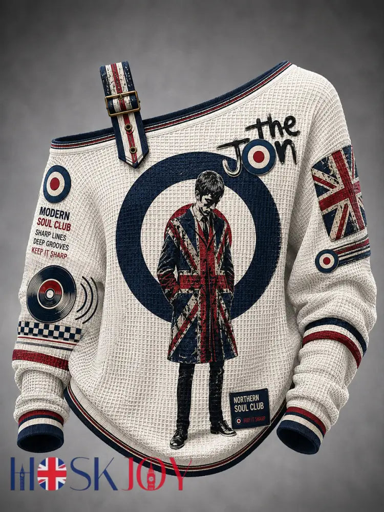 Women’s Paul Weller And British Mod Culture Print Casual Off-Shoulder Sweatshirt - A / S