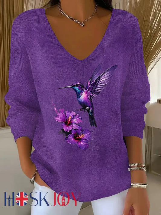 Women’s Purple Art Printed Casual Top - As picture / S