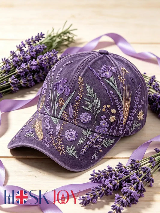 Women’s purple plant flower pattern printed unisex hat - Deep Purple / ONE