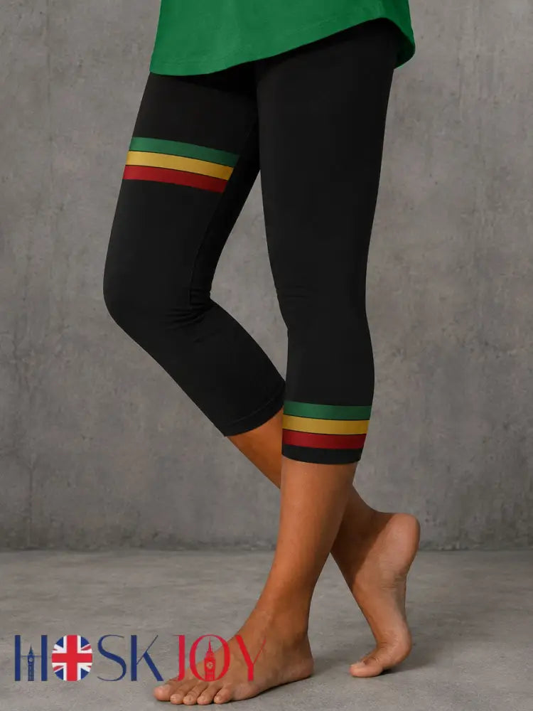 Women’s Reggae Inspired Stretch Leggings - Black / S