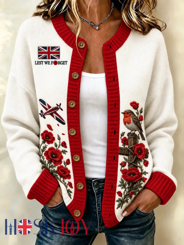 women’s Remembrance Day Cardigan - Creamy-White / S