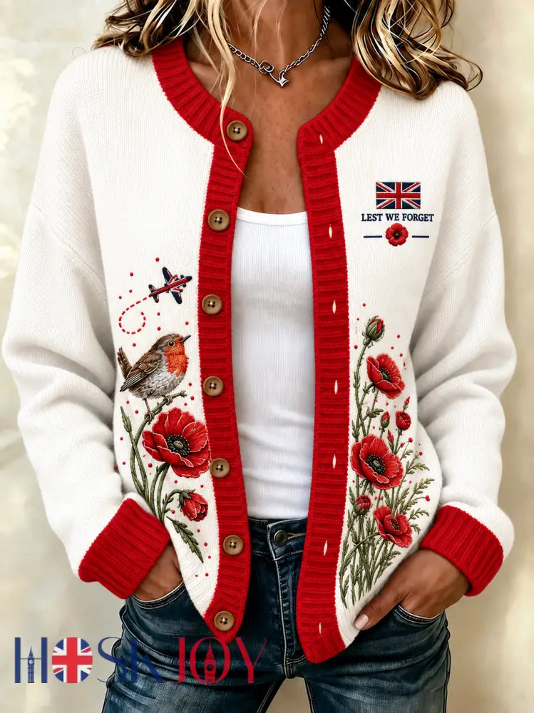 women’s Remembrance Day Cardigan - Creamy-White / S