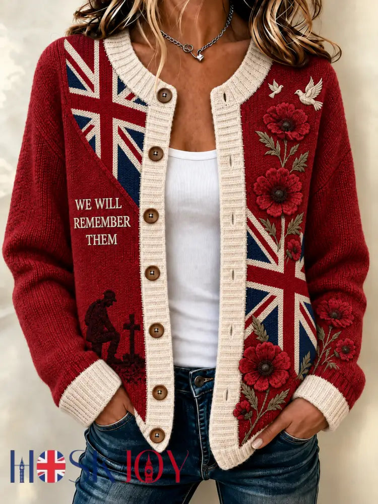 women’s Remembrance Day Cardigan - Red / S
