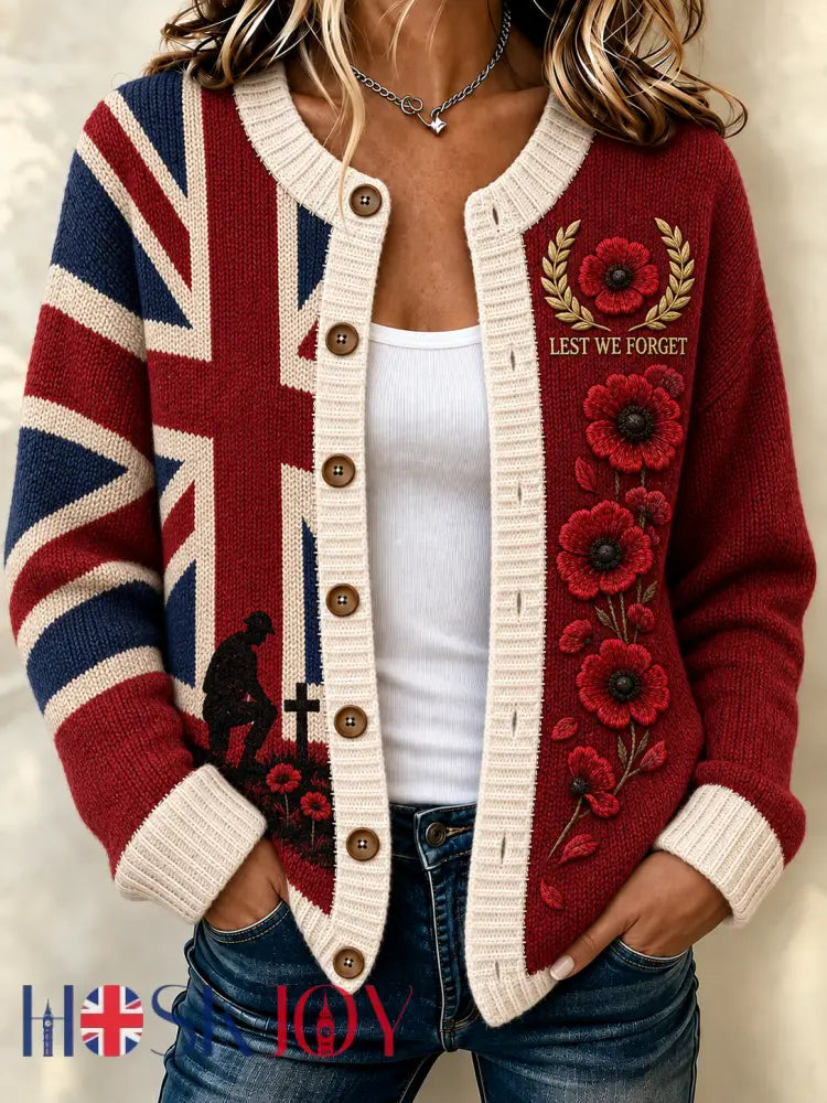 women’s Remembrance Day Cardigan - Red / S