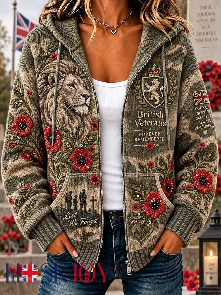 Women’s Remembrance Day Graphic Print Knit Hoodie - A / S