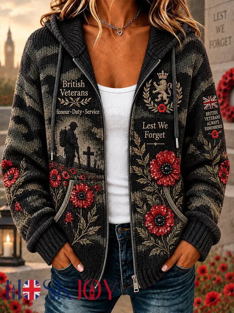 Women’s Remembrance Day Graphic Print Knit Hoodie - A / S
