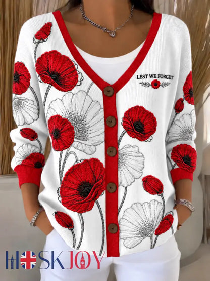 women’s Remembrance Day Lest We Forget cardigan - White / S