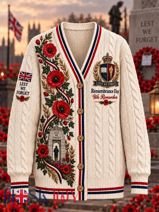 Women’s Remembrance Day Lest We Forget Knit Cardigan - Apricot / S