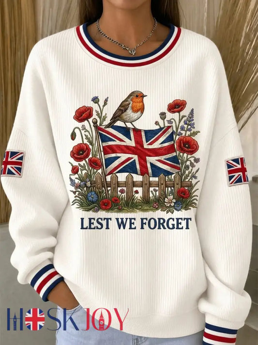 Women’s Remembrance Day Lest We Forget Long Sleeve Sweatshirt - White / S