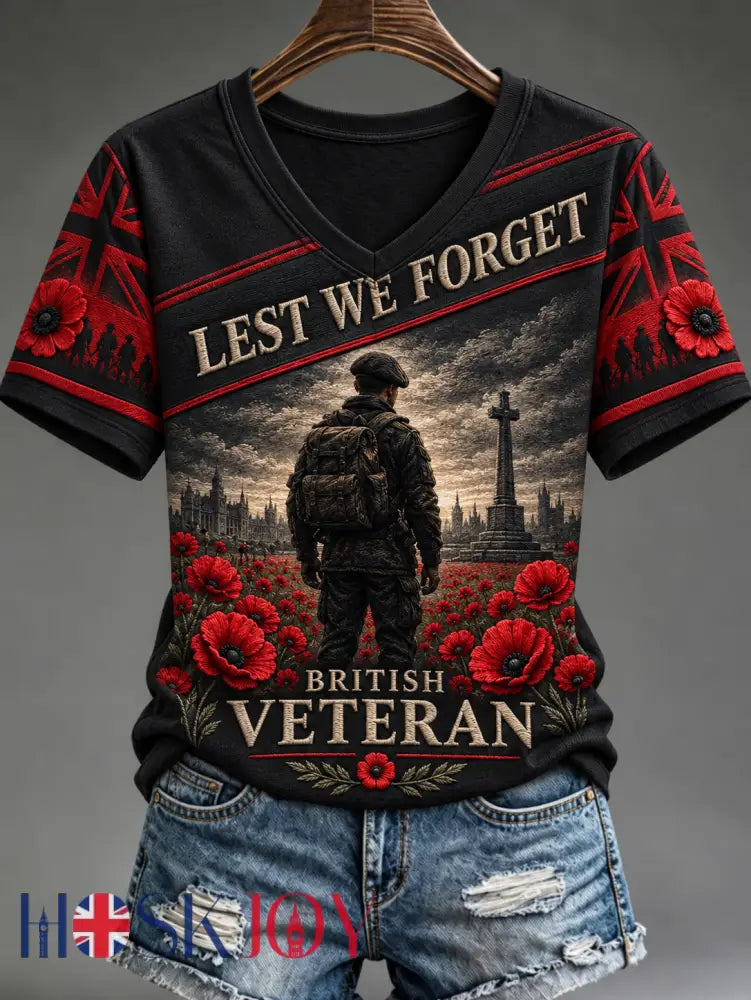 Women’s Remembrance Day Lest We Forget short-sleeved T-shirt - Black / S