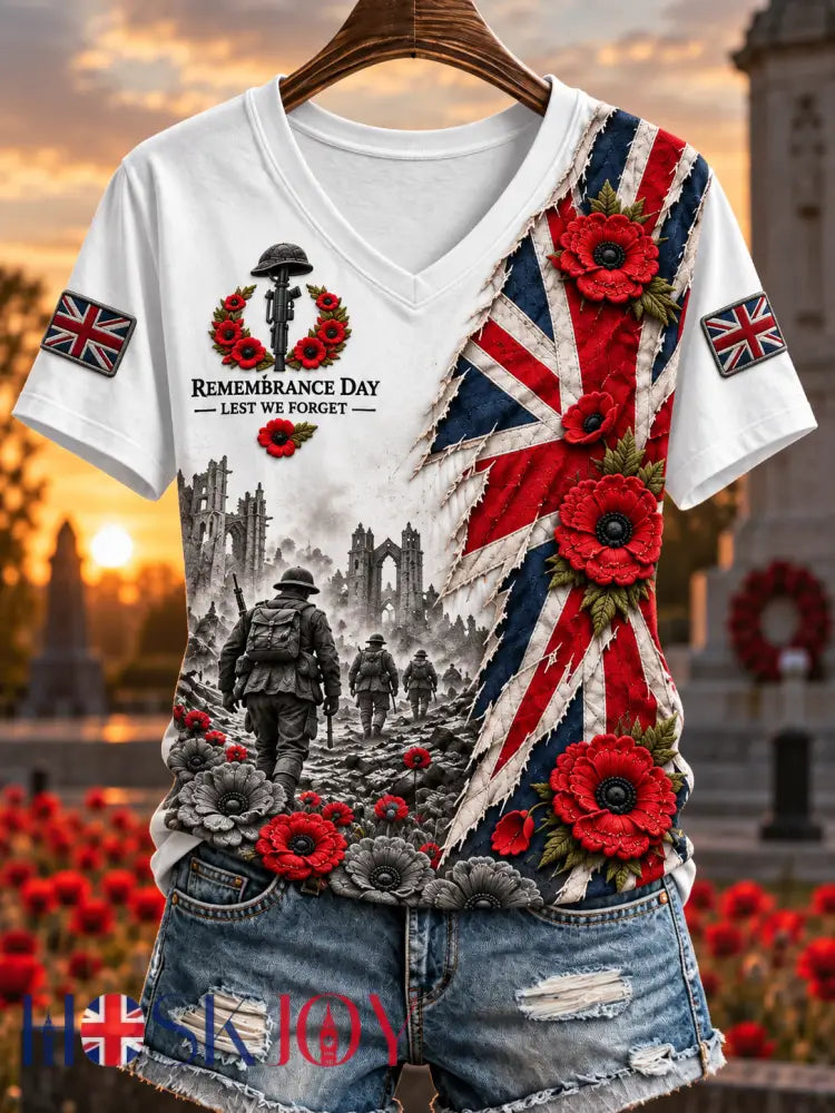 Women’s Remembrance Day Lest We Forget short-sleeved T-shirt - White / S