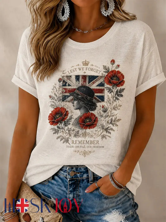 Women’s Remembrance Day Lest We Forget Short Sleeves T-shirt - White / S