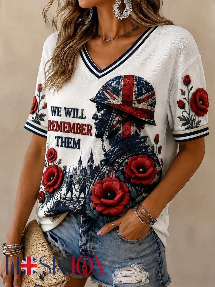 Women’s Remembrance Day Lest We Forget Short Sleeves T-shirt - White / S