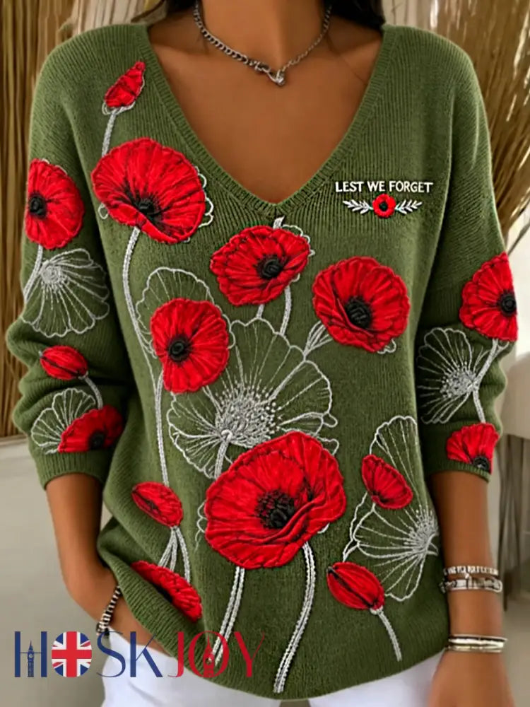 Women’s Remembrance Day Lest We Forget T-shirt - Army Green / S