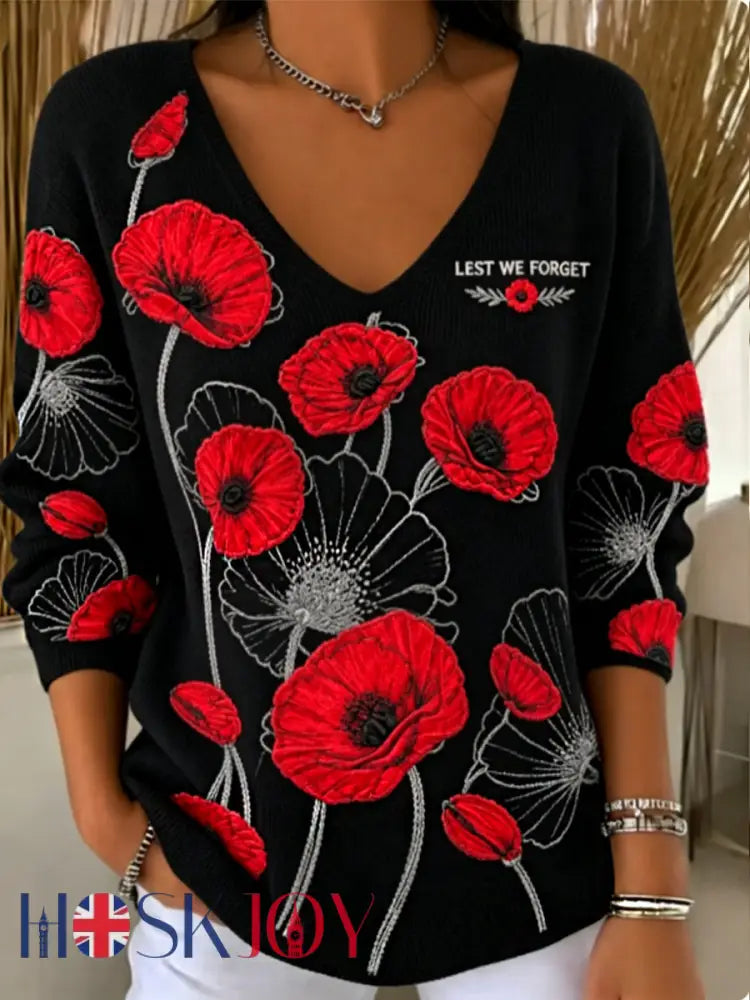 Women’s Remembrance Day Lest We Forget T-shirt - Black / S