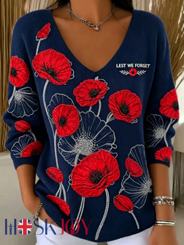 Women’s Remembrance Day Lest We Forget T-shirt - Navy Blue / S