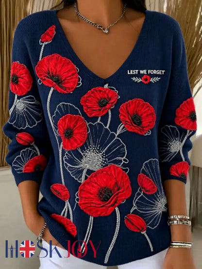 Women’s Remembrance Day Lest We Forget T-shirt - Navy Blue / S