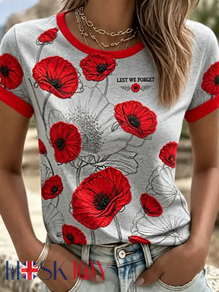Women’s Remembrance Day Lest We Forget T-shirts - Gray / S