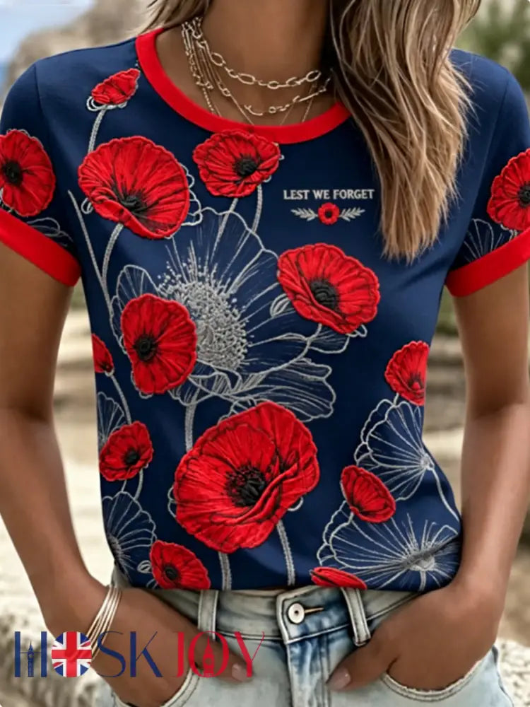 Women’s Remembrance Day Lest We Forget T-shirts - Navy Blue / S