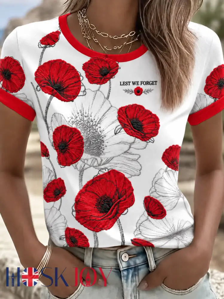 Women’s Remembrance Day Lest We Forget T-shirts - White / S
