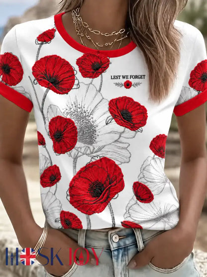 Women’s Remembrance Day Lest We Forget T-shirts - White / S