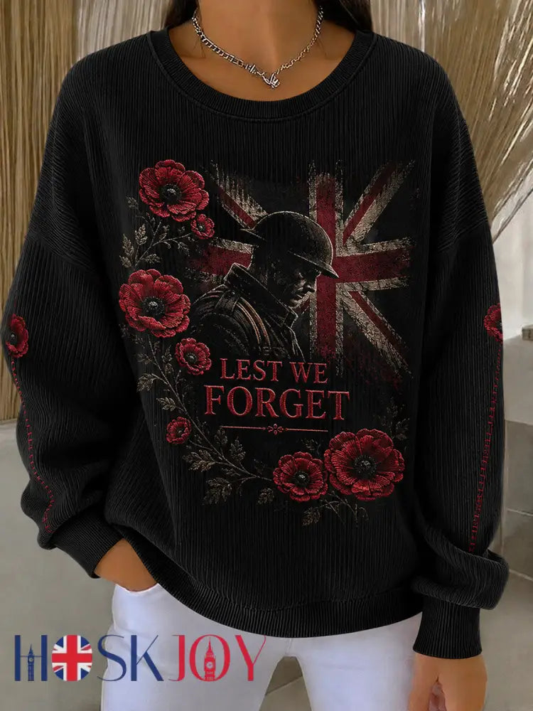 Women’s Remembrance Day Print Casual Sweatshirt - Black / S