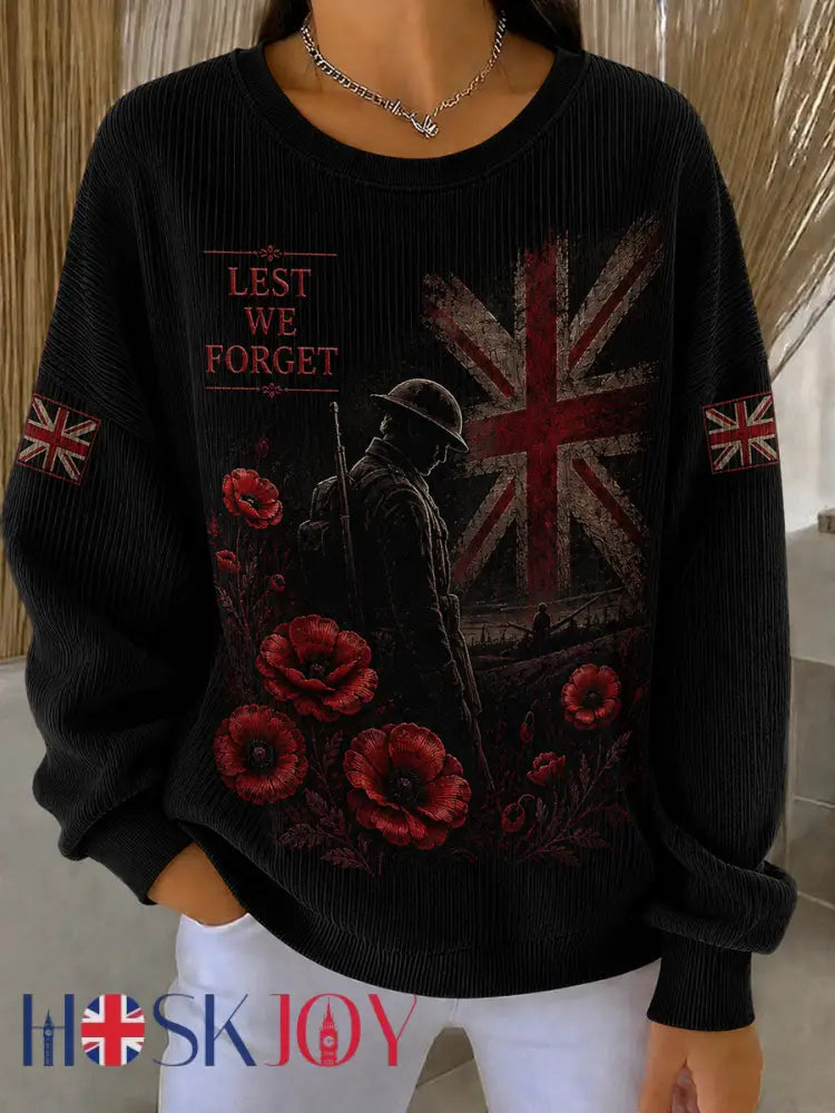 Women’s Remembrance Day Print Casual Sweatshirt - Black / S