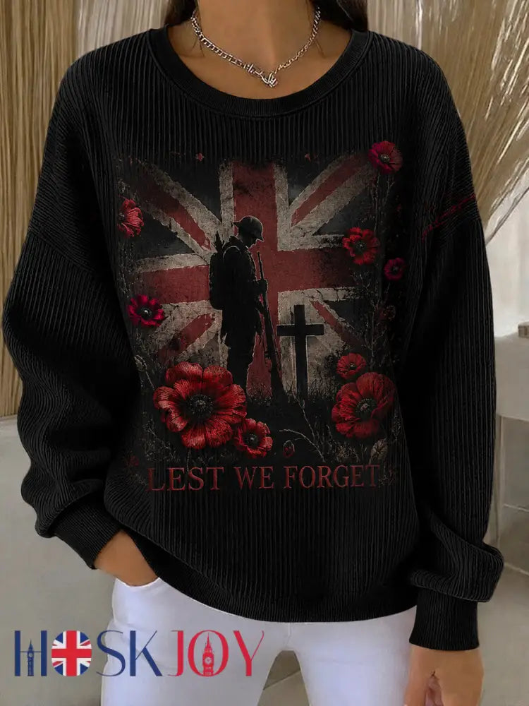 Women’s Remembrance Day Print Casual Sweatshirt - Black / S