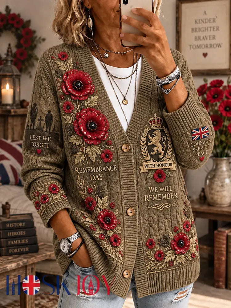 Women’s Remembrance Day Print Knit Cardigan - A / S