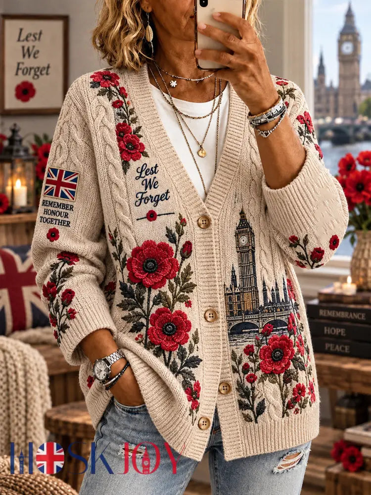 Women’s Remembrance Day Print Knit Cardigan - A / S
