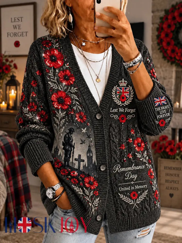 Women’s Remembrance Day Print Knit Cardigan - A / S